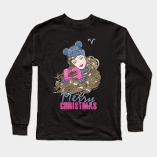 Merry Christmas Aries Winter Holidays Long Sleeve T-Shirt